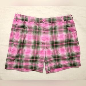 Nike Golf Pink And Gray Plaid Dri fit Girls Golf Athletic Shorts Youth XLarge